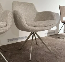 6er-Set Tavia Schalensessel Stoff JAB 16070 Grau Kufengestell Edelstahl