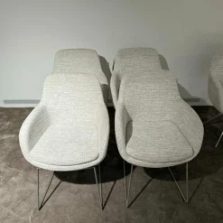 6er-Set Tavia Schalensessel Stoff JAB 16070 Grau Kufengestell Edelstahl