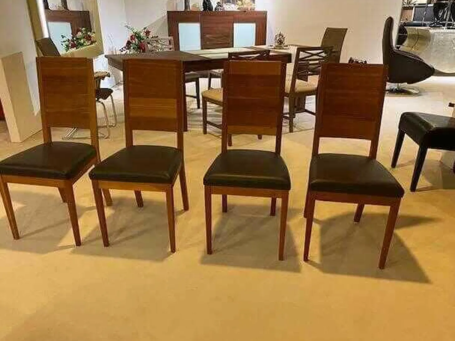 4er-Set Varell Amerikanische Kirsche Geölt Lederbezogen