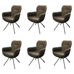 6er-Set Vierfußstuhl Leder Polo 1045 Schwarz Gestell Schwarz Drehbar Inklusive Filzgleiter