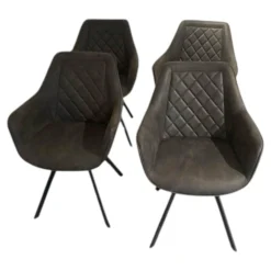 4er-Set Wesley Stoff Bull 66 Graphit Grau Füße Schwarz