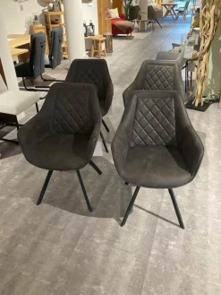 4er-Set Wesley Stoff Bull 66 Graphit Grau Füße Schwarz