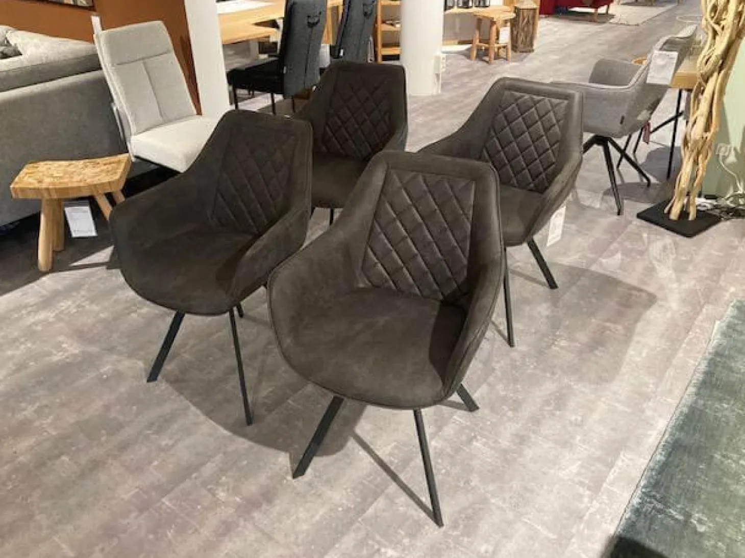 4er-Set Wesley Stoff Bull 66 Graphit Grau Füße Schwarz