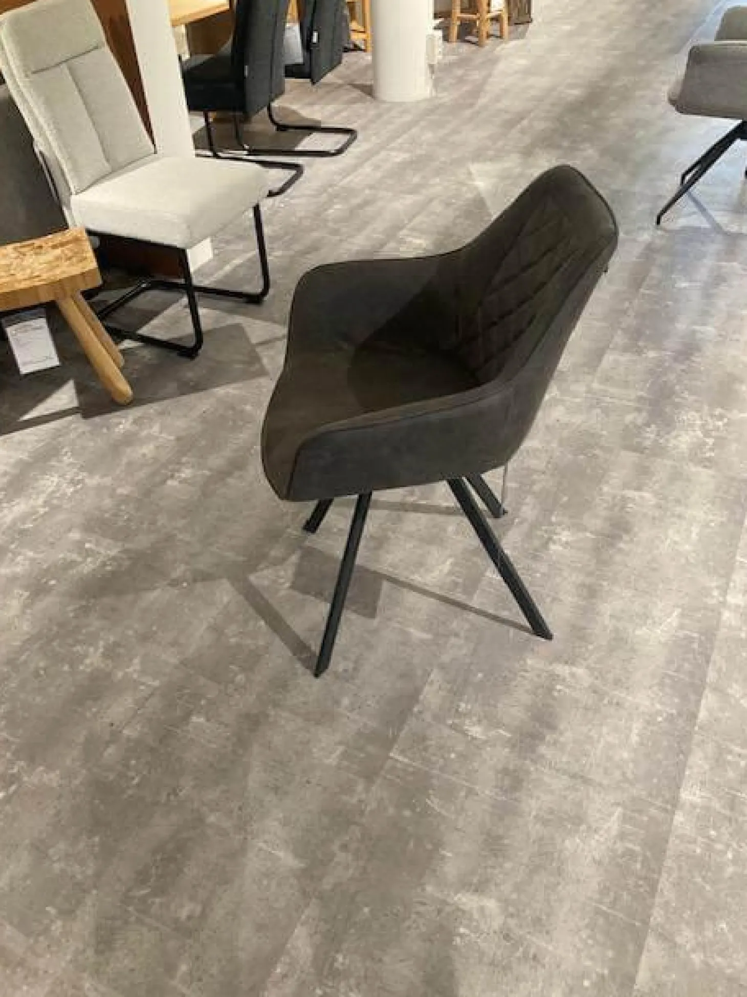 4er-Set Wesley Stoff Bull 66 Graphit Grau Füße Schwarz