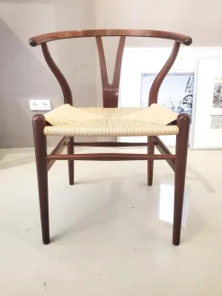 6er-Set Y-Stuhl Ltd. Edition Mahagoni Schleiflack Natur Geflecht