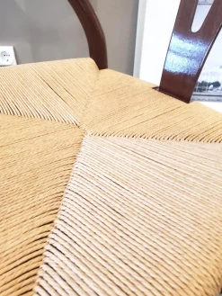 6er-Set Y-Stuhl Ltd. Edition Mahagoni Schleiflack Natur Geflecht