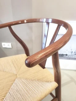 6er-Set Y-Stuhl Ltd. Edition Mahagoni Schleiflack Natur Geflecht