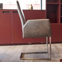 6er-Stuhl Set WK 700 Leder Dakar Classic Greystone Gestell Edelstahl Quadratrohr