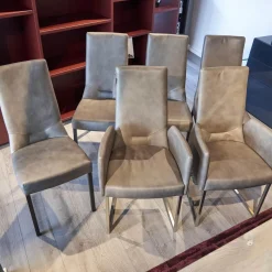 6er-Stuhl Set WK 700 Leder Dakar Classic Greystone Gestell Edelstahl Quadratrohr