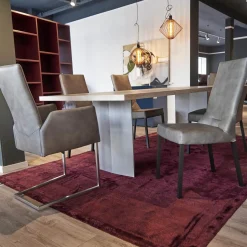 6er-Stuhl Set WK 700 Leder Dakar Classic Greystone Gestell Edelstahl Quadratrohr