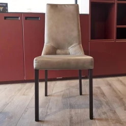 6er-Stuhl Set WK 700 Leder Dakar Classic Greystone Gestell Edelstahl Quadratrohr