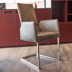 6er-Stuhl Set WK 700 Leder Dakar Classic Greystone Gestell Edelstahl Quadratrohr