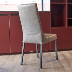 6er-Stuhl Set WK 700 Leder Dakar Classic Greystone Gestell Edelstahl Quadratrohr