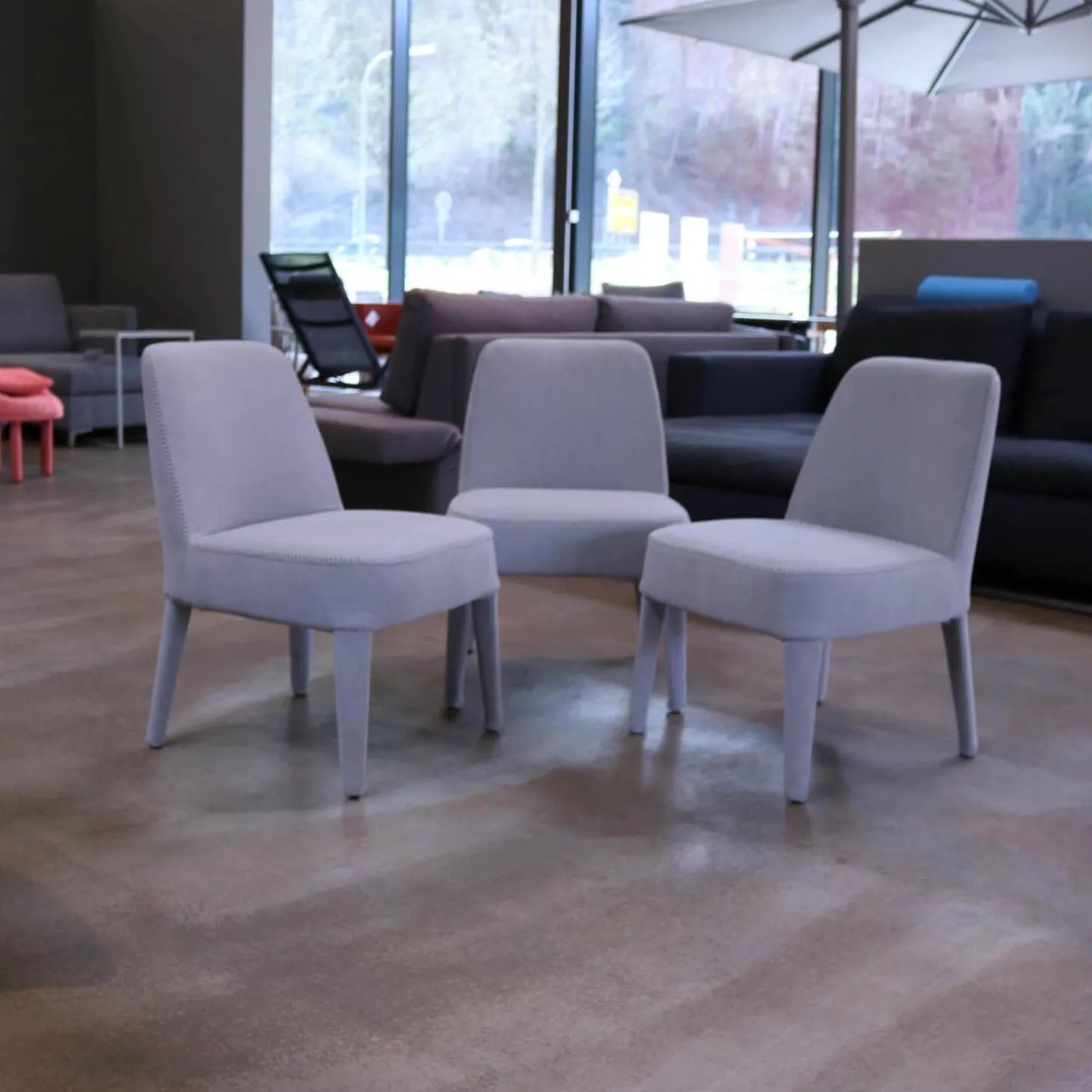 3er-Stuhlgruppe Apta Febo Stoff Licata Grau