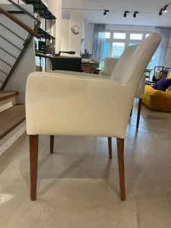 2er-Stuhl-Set Dinner Leder Comfort Offwhite Weiß