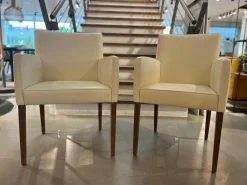 2er-Stuhl-Set Dinner Leder Comfort Offwhite Weiß