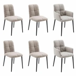 6er-Stuhlset Edvin Stoff Mango Taupe PG4 Gestell Eiche E10 Mattschwarz