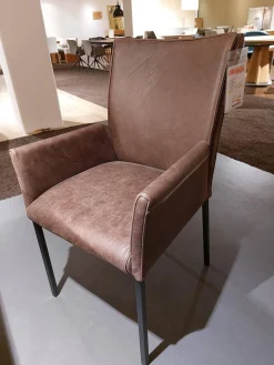 6er-Stuhlset Floriana 2 Armlehnenstühle 4 Freischwinger Leder Sierra Walnut Braun Stoff Oasis Wood