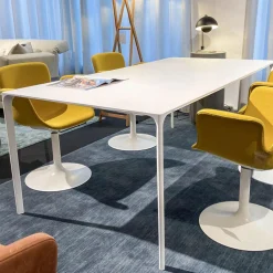 Ess- und Arbeitstisch Nuur Platte Fenix Weiß Gestell Stahl Lackiert Weiß