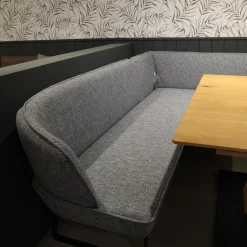 Essgruppe 5503 Tischplatte Asteiche Bianco Furniert Stoff Niagara Blue Blau