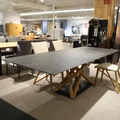 Essgruppe Aiden Und Acos Eiche Massiv Natur Gewachst Leder Genua Ivory Creme