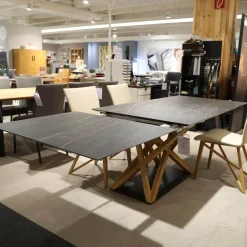 Essgruppe Aiden Und Acos Eiche Massiv Natur Gewachst Leder Genua Ivory Creme