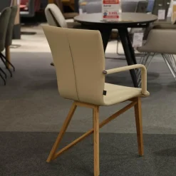 Essgruppe Aiden Und Acos Eiche Massiv Natur Gewachst Leder Genua Ivory Creme