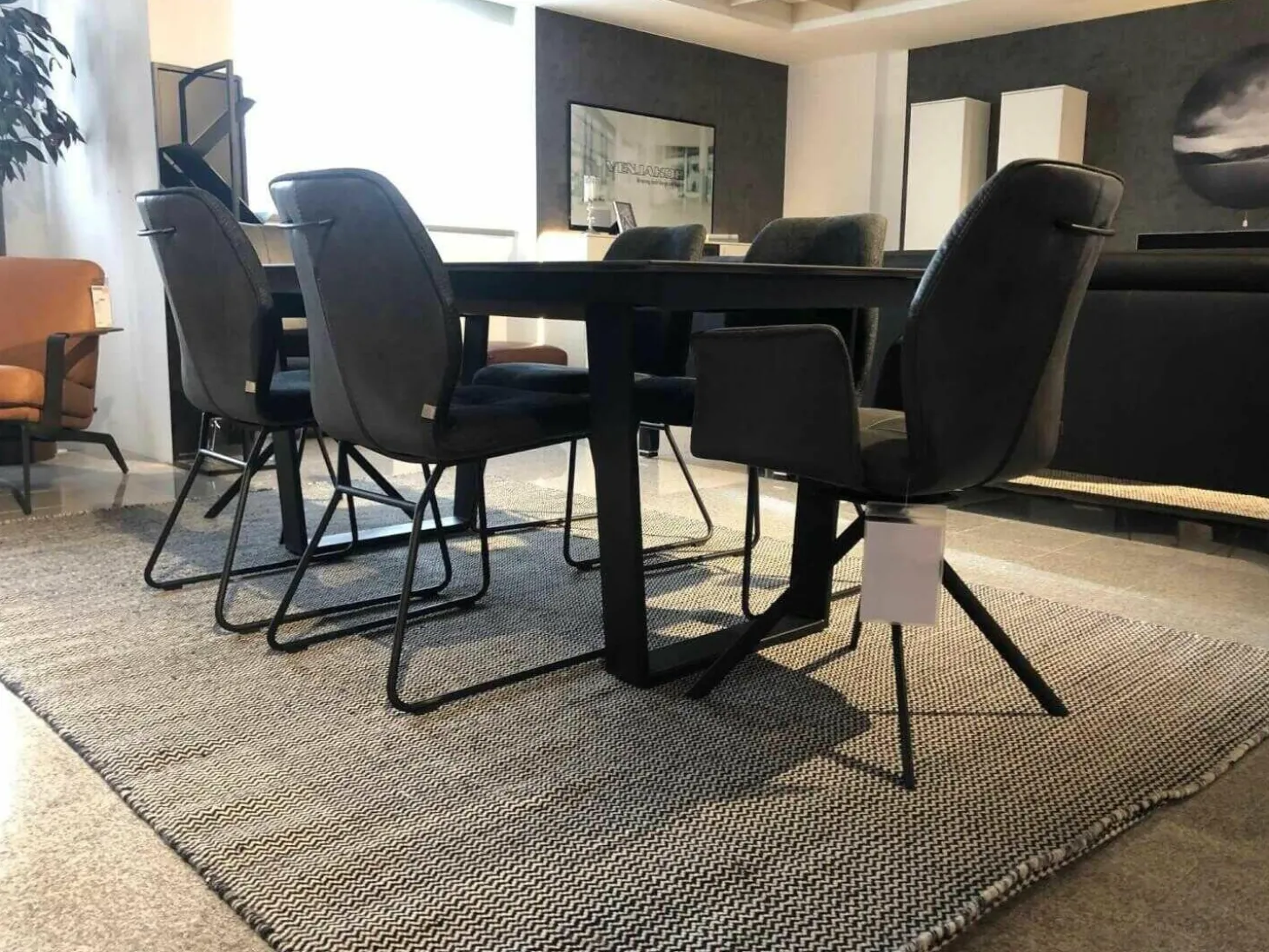 Essgruppe Dinner 5000 Tischplatte Zementdesign mit 6 Stühlen