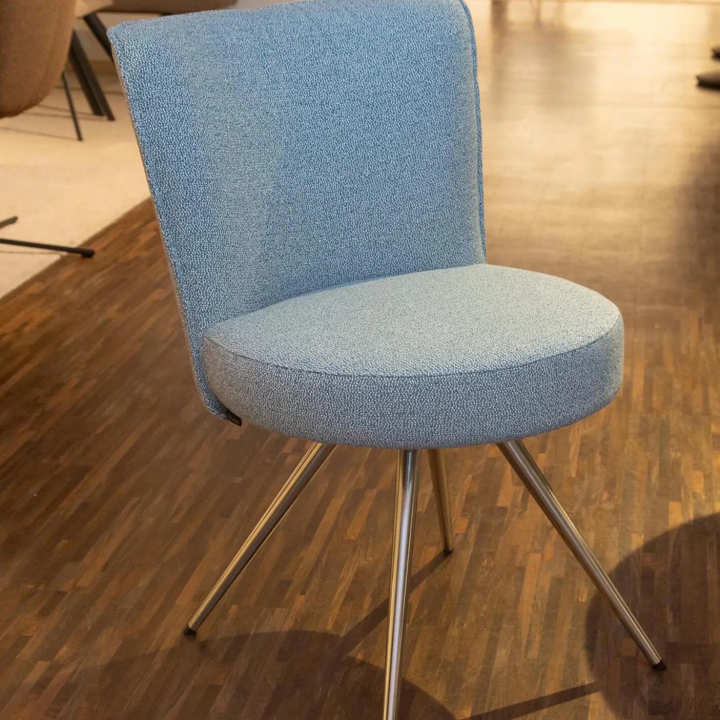 Essgruppe Esstisch Mio LS 010417 Platte Keramik Basalto Grau Gestell Edellstahloptik Mit 6 Stühlen Leva Bezug Soff Alicante Türkis