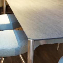 Essgruppe Esstisch Mio LS 010417 Platte Keramik Basalto Grau Gestell Edellstahloptik Mit 6 Stühlen Leva Bezug Soff Alicante Türkis