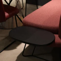 Essgruppe Gallery Bank Stoff 0575 12 Rosewood Rot Stühle Leder Bronko Bordeaux Rot Gestell Metall Schwarz Lackiert Tischplatte Wildeiche Bianco Lackiert