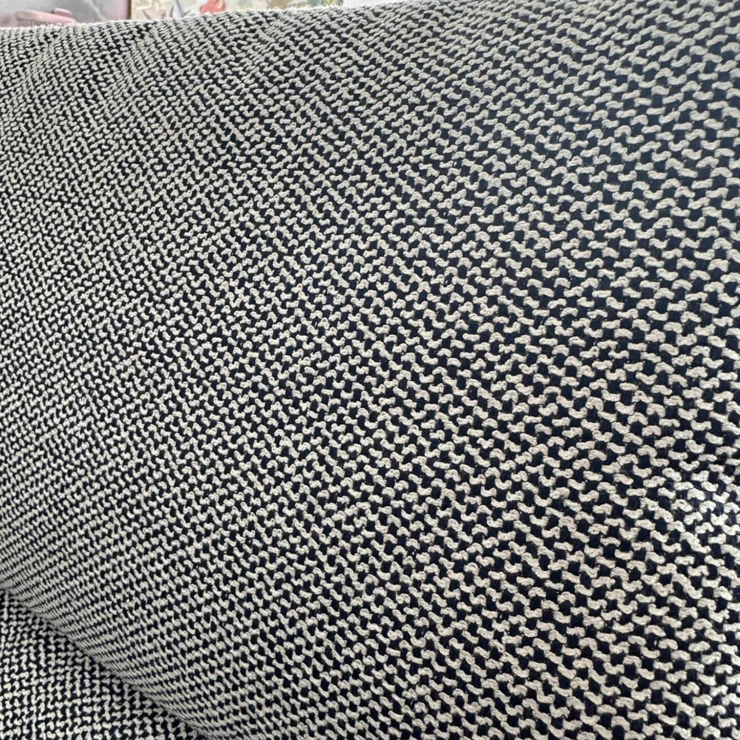 Essgruppe Gio Outdoor Teak Antique Grey Stühle Bezug Stoff Ecate Blau Weiß