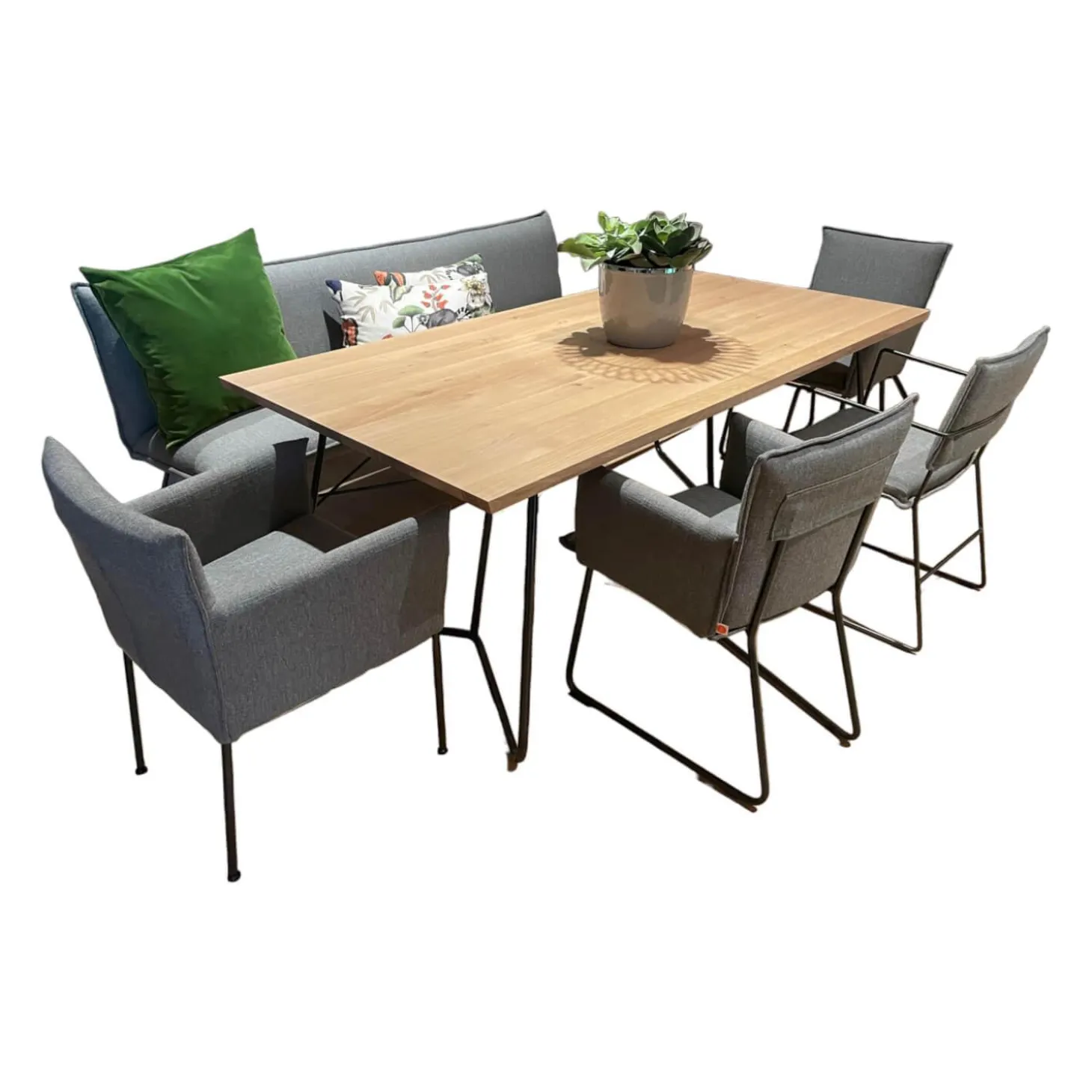 Essgruppe Jess Design Tisch Charles Eiche mit Bank und 4 Stühlen