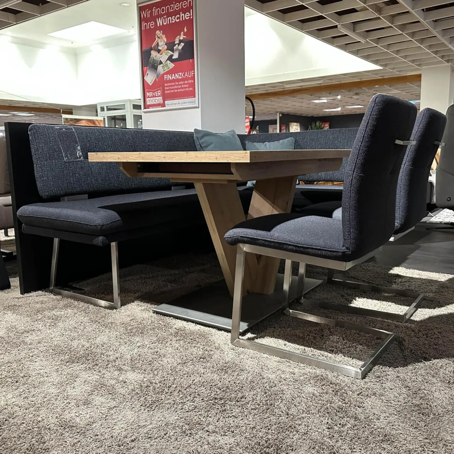 Essgruppe Kubic 4511 Platte Arsian Eiche Nachbildung Stoff 2250 58 Marine Blau Inklusive 2 Kissen