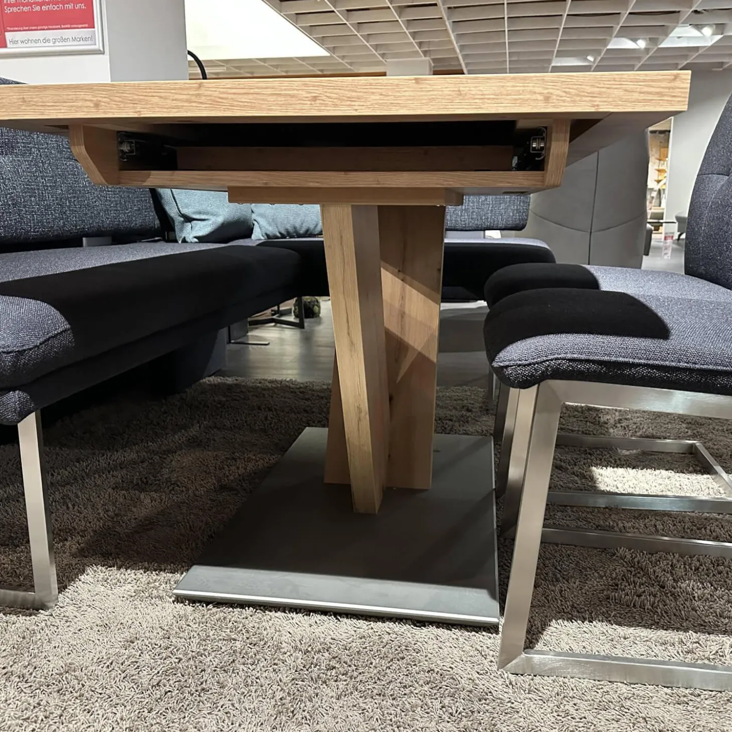 Essgruppe Kubic 4511 Platte Arsian Eiche Nachbildung Stoff 2250 58 Marine Blau Inklusive 2 Kissen