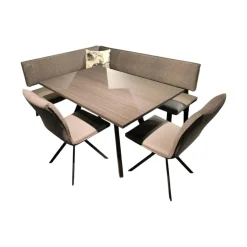 Essgruppe Malta 100 Stoff Wizard 07 Mittelgrau Grau Und Sigma 23 Grau Gestell Metall Schwarz Tisch Oak Grau