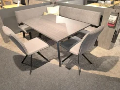 Essgruppe Malta 100 Stoff Wizard 07 Mittelgrau Grau Und Sigma 23 Grau Gestell Metall Schwarz Tisch Oak Grau