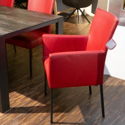Essgruppe Nova Bezug Leder Tendens Paprika Rot Tischplatte Keramik Onix Darknight