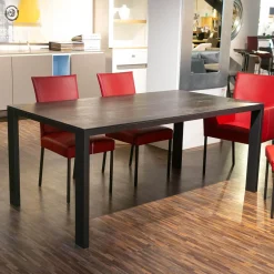 Essgruppe Nova Bezug Leder Tendens Paprika Rot Tischplatte Keramik Onix Darknight