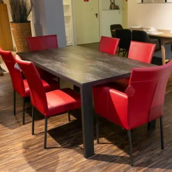 Essgruppe Nova Bezug Leder Tendens Paprika Rot Tischplatte Keramik Onix Darknight