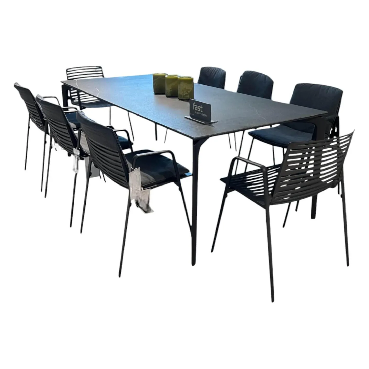 Essgruppe Outdoor Allsize Platte Feinsteinzeug Rauchgrau Mit 8 Stühlen