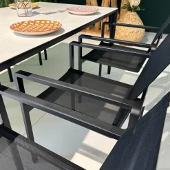 Essgruppe Outdoor Unite Platte Keramik Bianco Statuario Weiß Grau Mit 6 Stühlen