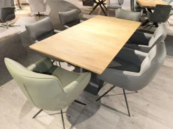 Essgruppe Paritta Limone 2 Stühle Leder Anthrazit Und Olive Grün Tisch Balkeneiche Massiv Gestell Metall Schwarz