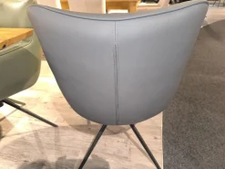 Essgruppe Paritta Limone 2 Stühle Leder Anthrazit Und Olive Grün Tisch Balkeneiche Massiv Gestell Metall Schwarz