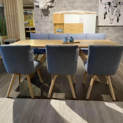 Essgruppe Signatura In Rustikal Asteiche Bianco Polsterbezug Grau Blau Mit 3 Stühlen Milo