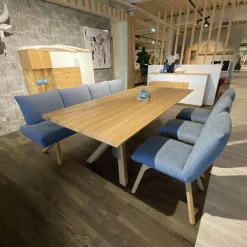 Essgruppe Signatura In Rustikal Asteiche Bianco Polsterbezug Grau Blau Mit 3 Stühlen Milo