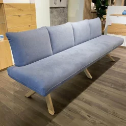 Essgruppe Signatura In Rustikal Asteiche Bianco Polsterbezug Grau Blau Mit 3 Stühlen Milo