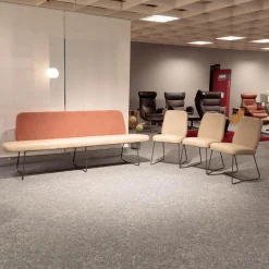 Essgruppe Skyler Bezug Leder Rancho 2 Stone Beige Gestell Lack Feinstruktur Anthrazit