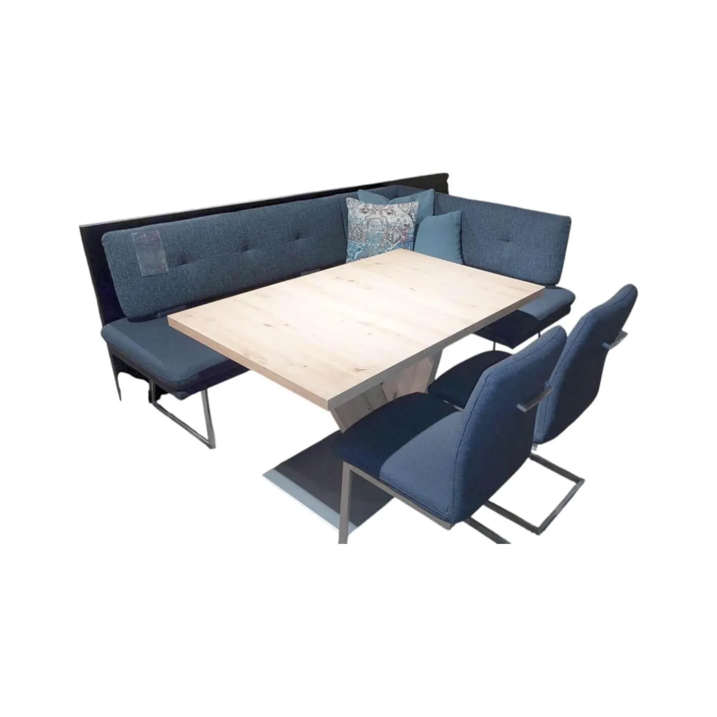 Essgruppe Step Two 343021 Bank Und Stuhl Stoff 2255 58 Marine Blau Tisch Arsian Eiche Nachbildung