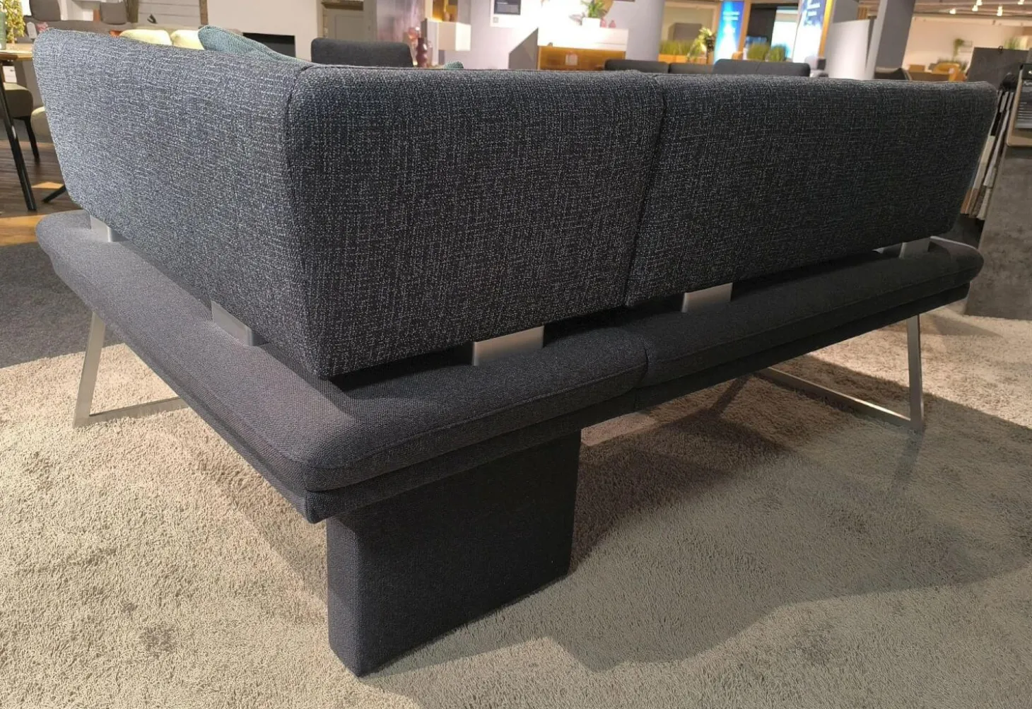 Essgruppe Step Two 343021 Bank Und Stuhl Stoff 2255 58 Marine Blau Tisch Arsian Eiche Nachbildung